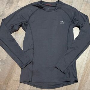 LL Bean Shirt Mens Small Gray Long Sleeve Base Layer Mid Weight Thumbholes